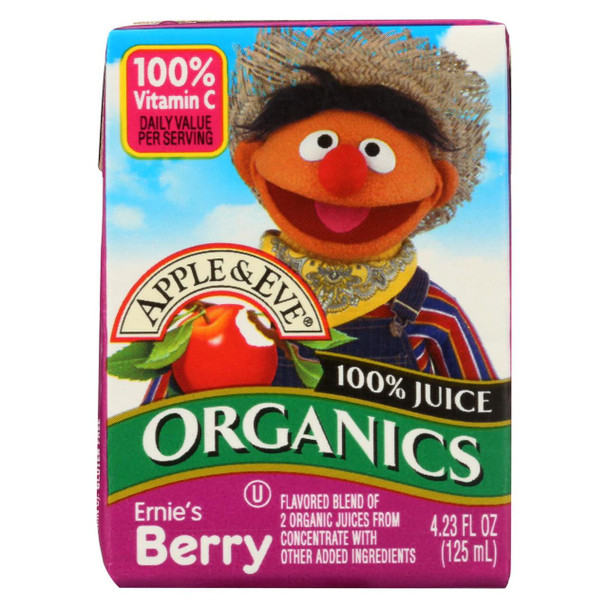 Apple and Eve Organics 100 Percent Juice - Ernie's Berry - Case of 9 - 125 ml