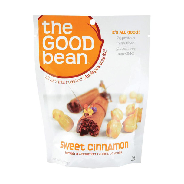 The Good Bean Crispy Crunchy Chickpea Snacks - Sweet Cinnamon - Case of 12 - 2.5 oz.