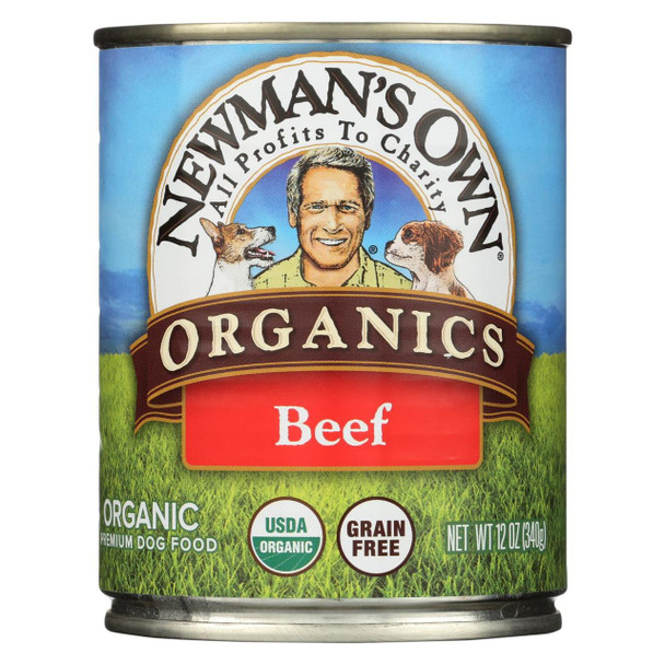 Newman's Own Organics Grain - Free For Dogs - Beef - Case of 12 - 12 oz.