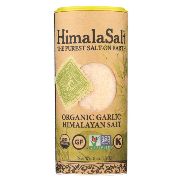 Himalasalt Organic Garlic Salt Shaker - Case of 6 - 6 oz