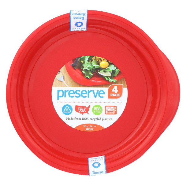 Preserve Everyday Plates - Pepper Red - Case of 8 - 4 Packs - 9.5 in