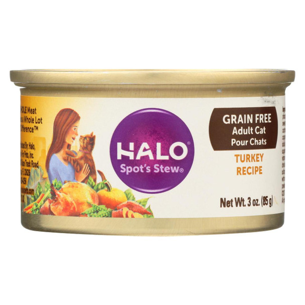 Halo Purely For Pets Spot's Stew For Cats - Wholesome Turkey Recipe - Case of 12 - 3 oz.