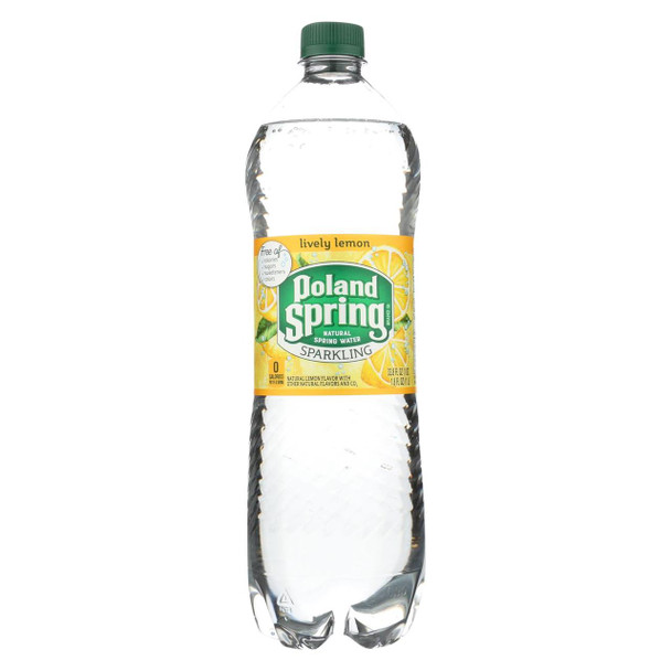 Poland Spring Sparkling Water - Lemon - Case of 12 - 33.8 Fl oz.