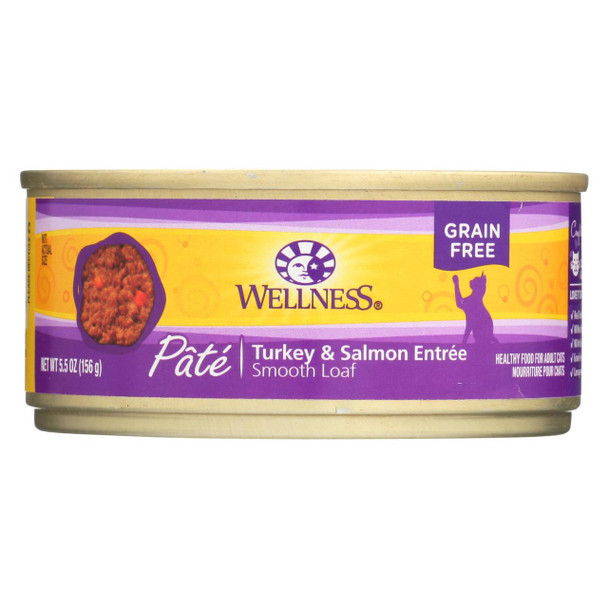 Wellness Pet Products Cat Food - Turkey and Salmon Recipe - Case of 24 - 5.5 oz.