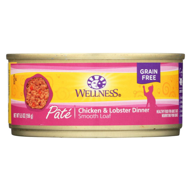 Wellness Pet Products Cat Food - Chicken and Lobster - Case of 24 - 5.5 oz.