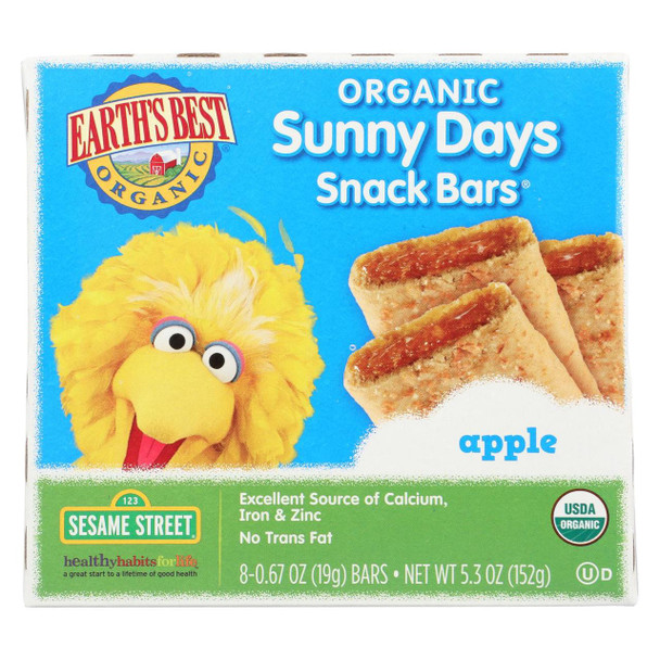 Earth's Best Sunny Days Apple Snack Bars - Case of 6 - 5.3 oz