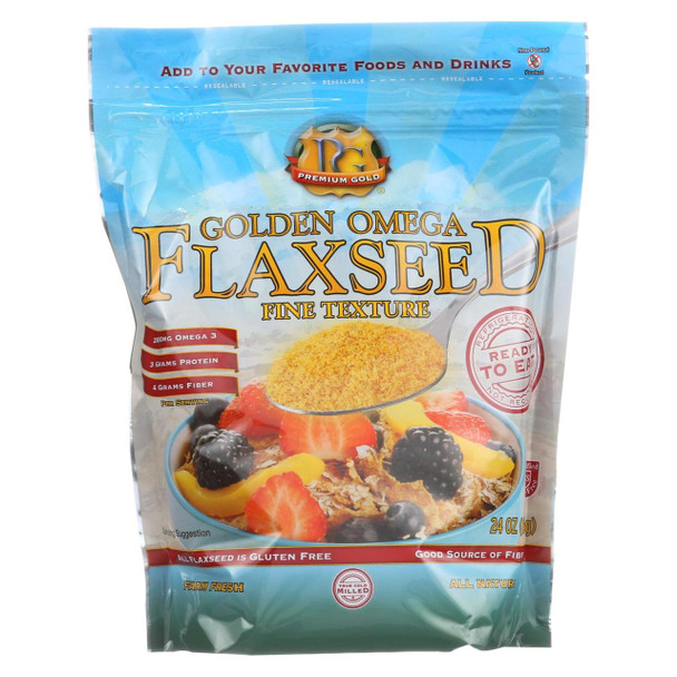 Premium Gold Flax Flaxseed - Golden Omega - True Cold Milled - 24 oz