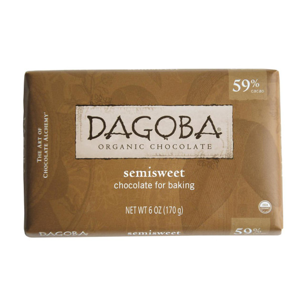 Dagoba Organic Chocolate Semisweet Dark Chocolate Baking Bar - Case of 10 - 6 oz.