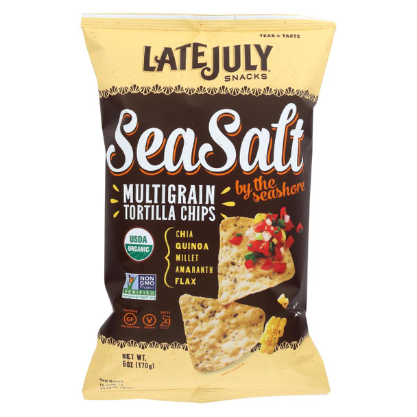 Late July Snacks Organic Multigrain Snack Chips - Sea Salt - Case of 12 - 6 oz.