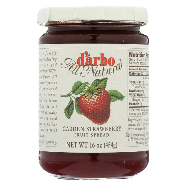 D'arbo - Fruit Spread Grdn Strwbry - CS of 6-16 OZ