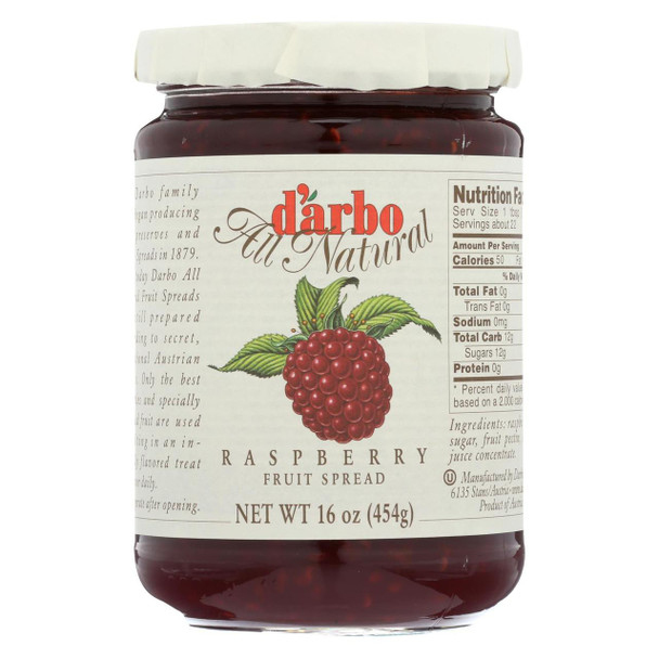 D'Arbo All Natural Fruit Spread - Raspberry - Case of 6 - 16 oz.