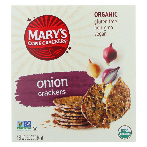 Mary's Gone Onion Carcker - Gluten Free - Case of 12 - 6.5 oz.