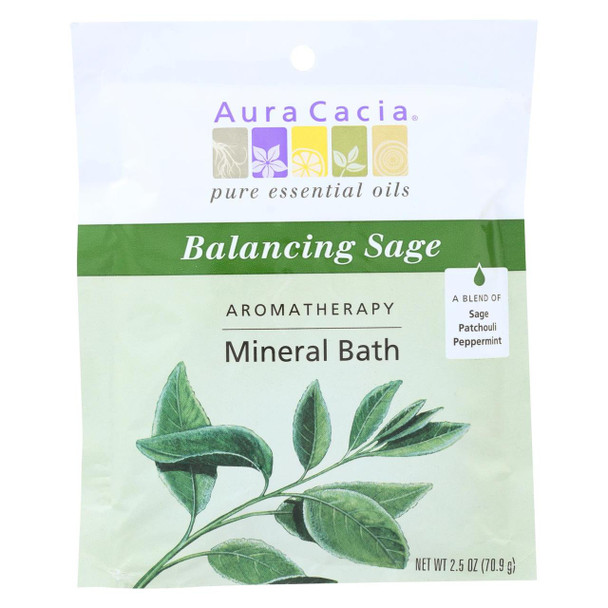 Aura Cacia - Aromatherapy Mineral Bath Balancing Sage - 2.5 oz - Case of 6