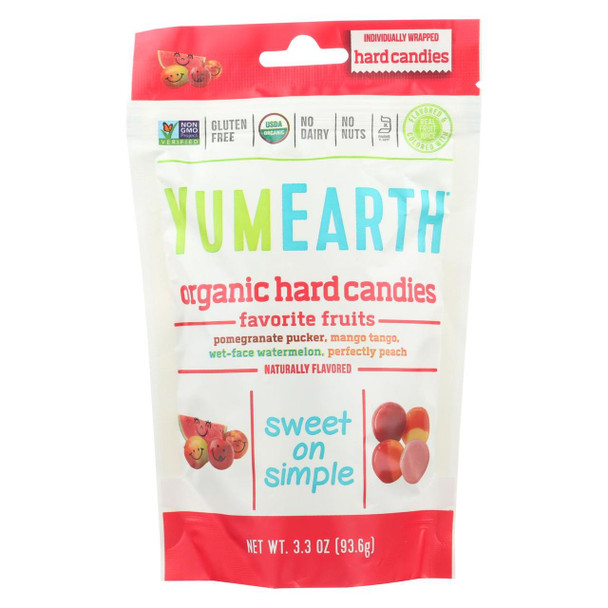 Yummy Earth Organic Candy Drops Freshest Fruit - 3.3 oz - Case of 6