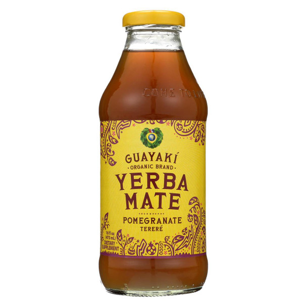 Guayaki Organic Pomegranate Terere Rejuvenating Cold Mate Blend - Case of 12 - 16 fl oz