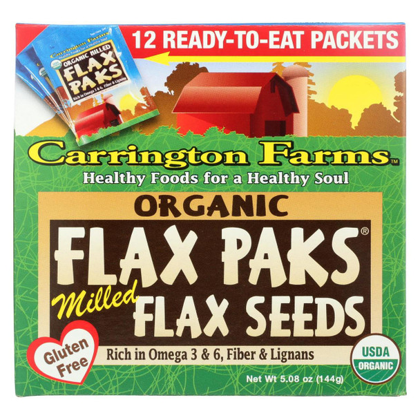 Carrington Farms Organic Milled Flax Seeds - Case of 6 - 0.42 oz.