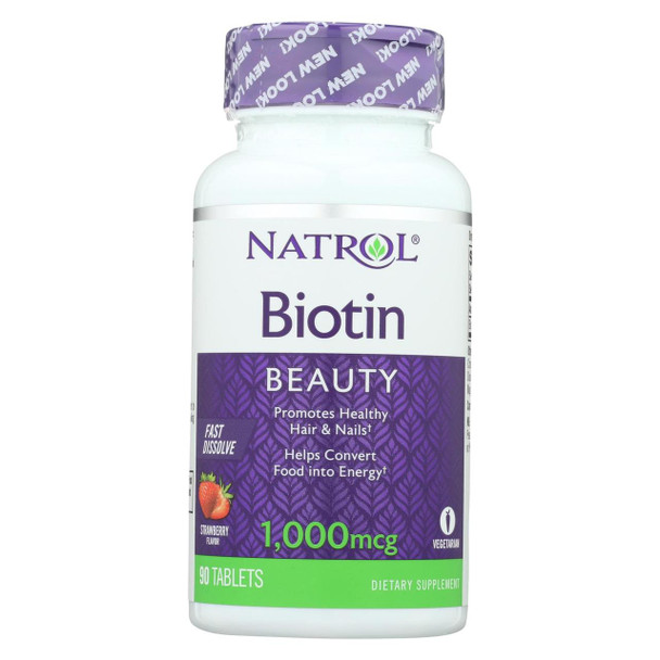Natrol Biotin - Fast Dissolve - Strawberry - 1000 mcg - 90 Tablets