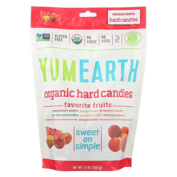 Yummy Earth Organic Candy Drops Freshest Fruit - Case of 12 - 13 oz