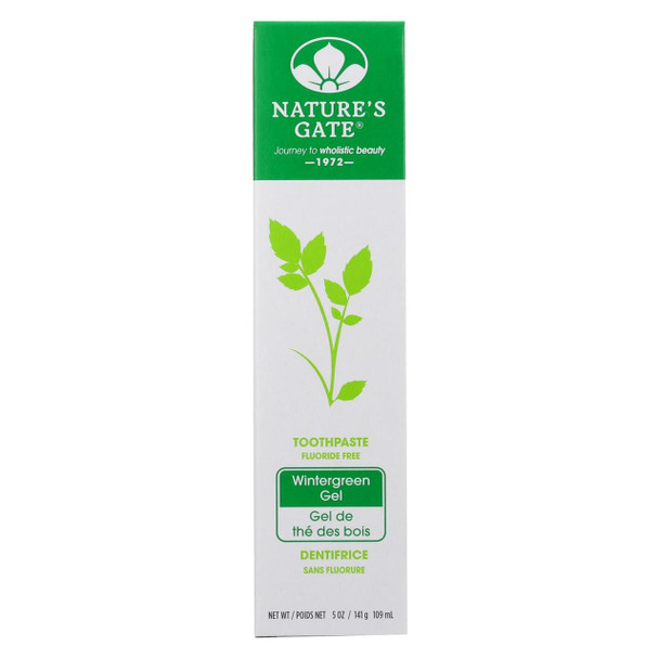 Nature's Gate Natural Toothpaste Gel Flouride Free Wintergreen - 5 oz - Case of 6