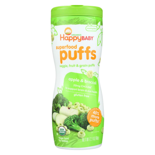 Happy Baby Organic Puffs Apple - 2.1 oz - Case of 6