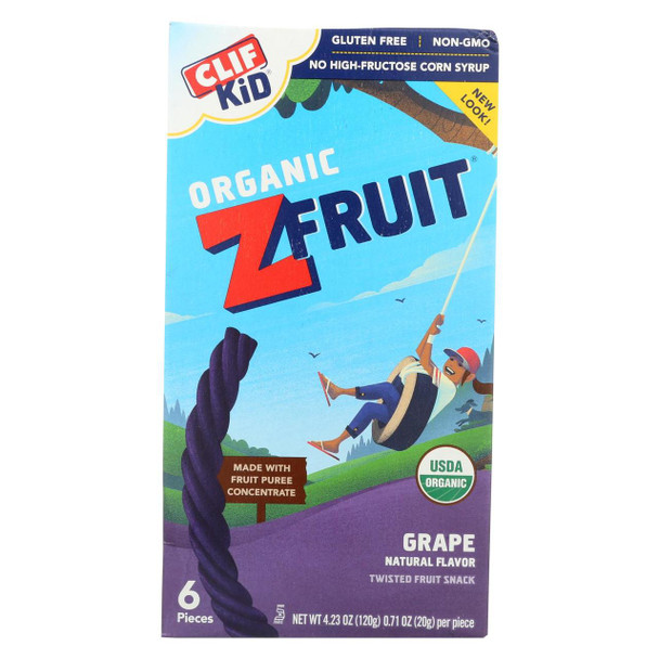 Clif Bar Organic Kid Twisted Fruit Rope - Grape - Case of 6 - 0.7 oz.