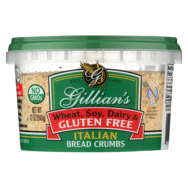 Gillian's Food Bread Crumbs - Italian Style - Case of 12 - 12 oz.