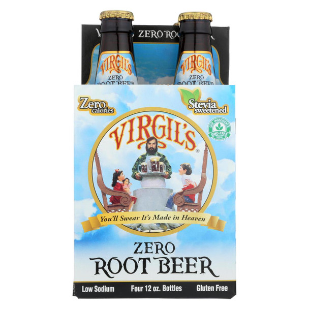 Virgil's Rootbeer Zero Soda - Root Beer - Case of 6 - 12 Fl oz.