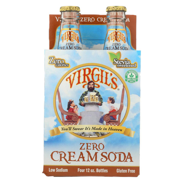 Virgil's Rootbeer Zero Soda - Cream - Case of 6 - 12 Fl oz.