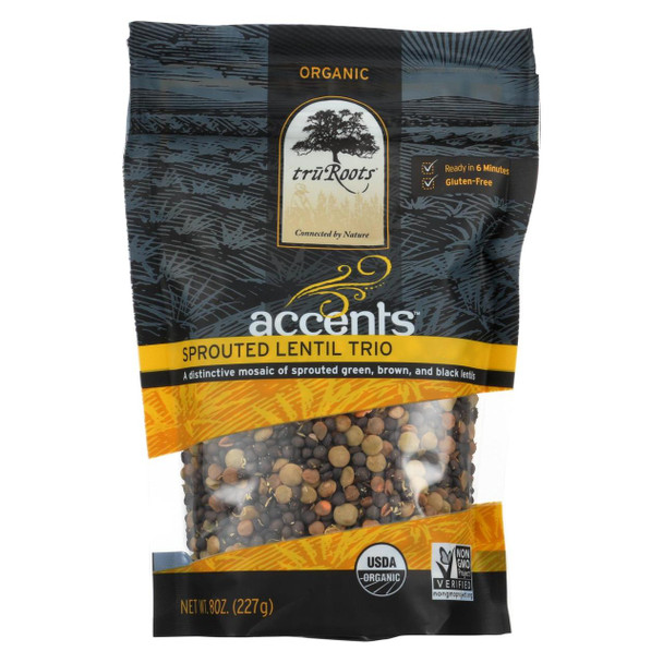 Truroots Organic Trio Lentils - Accents Sprouted - Case of 6 - 8 oz.