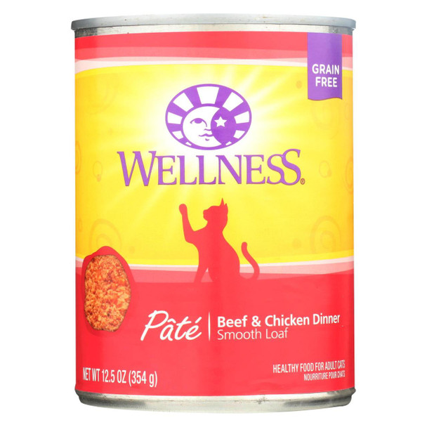 Wellness Pet Products Cat Food - Beef and Chicken - Case of 12 - 12.5 oz.