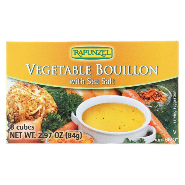 Rapunzel Bouillon Cubes - Vegetable - Vegan - Sea Salt - 2.97 oz - Case of 12