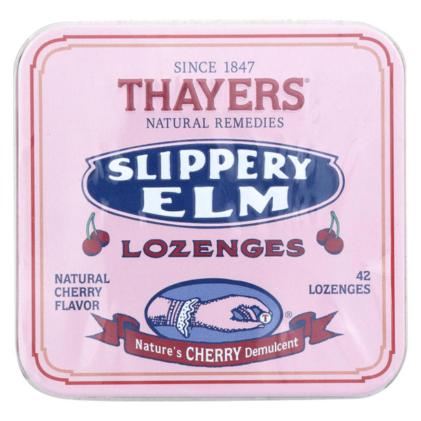 Thayers Slippery Elm Lozenges Cherry - 42 Lozenges - Case of 10