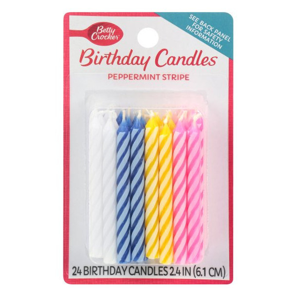 Betty Crocker Peppermint Stripe Candles  - Case of 12 - 24 Count