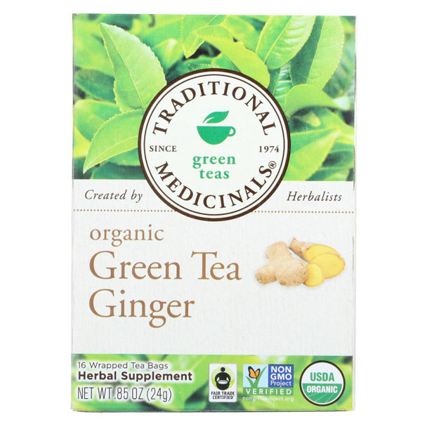 Traditional Medicinals Organic Green Tea Ginger - Case of 6 - 16 Bags