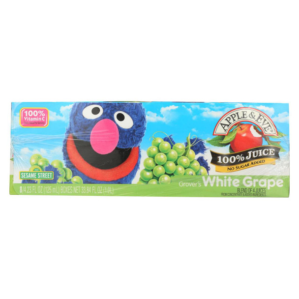 Apple and Eve Sesame Street 100 Percent Juice - Grover's White Grape - Case of 5 - 125 ml