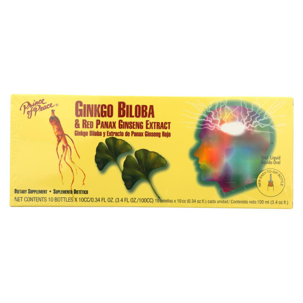 Prince of Peace Ginkgo Biloba and Red Panax Ginseng Extract - 10 Vials