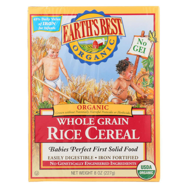 Earth's Best Organic Whole Grain Rice Infant Cereal - Case of 12 - 8 oz.