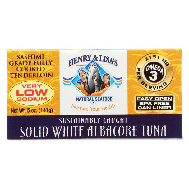 Henry and Lisa Natural Seafood Tuna - Solid White Albacore - No Salt Added - 5 oz - case of 12