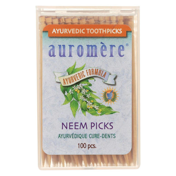 Auromere Ayurvedic Neem Picks - 100 Toothpicks - Case of 12