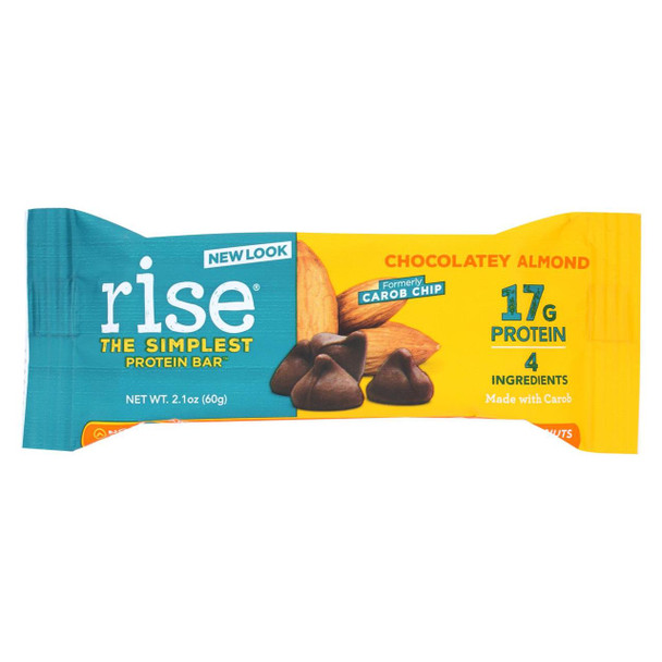 Rise Bar Protein Bar - Crunchy Carob Chip - Case of 12 - 2.1 oz