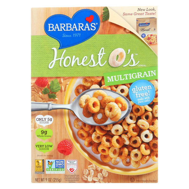 Barbara's Bakery Honest O's Cereal - Multigrain - Case of 6 - 9 oz.