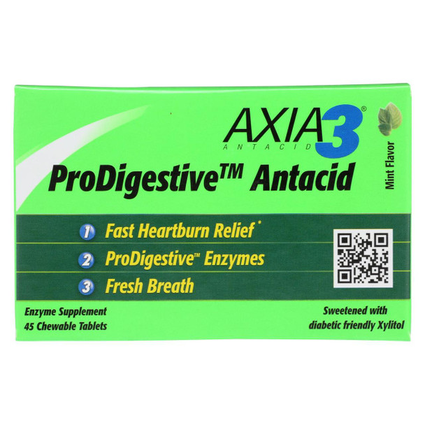 Axia 3 Heartburn Extinguisher ProDigestive Antacid - Mint - 45 Chewable Tablets