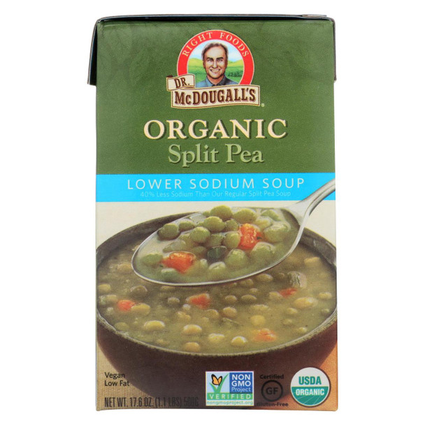 Dr. McDougall's Organic Split Pea Lower Sodium Soup - Case of 6 - 17.6 oz.