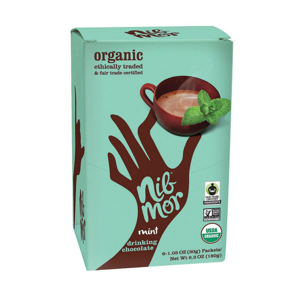 Nibmor Organic Drinking Chocolate - Mint - Case of 6 - 1.05 oz