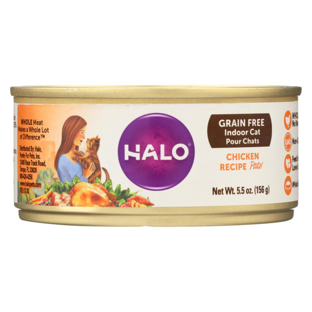 Halo Purely For Pets Cat Food - Spots Pate - Ground Chicken - Grain-Free - 5.5 oz - case of 12