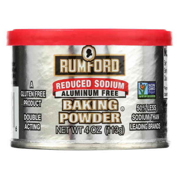 Rumford Baking Powder - Reduced Sodium - Case of 24 - 4 oz.