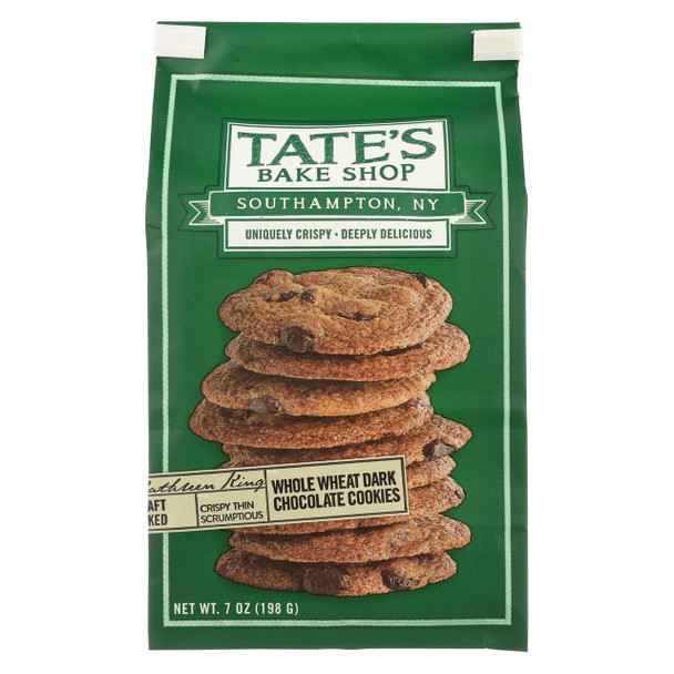 Tate's Bake Shop Whole Wheat Dark Chocolate Cookies - Case of 12 - 7 oz.