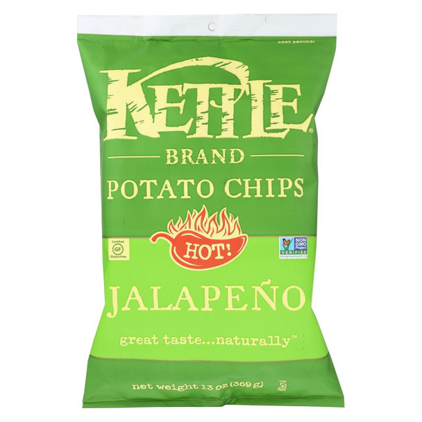 Kettle Brand Potato Chips - Jalapeno - Case of 10 - 13 oz.