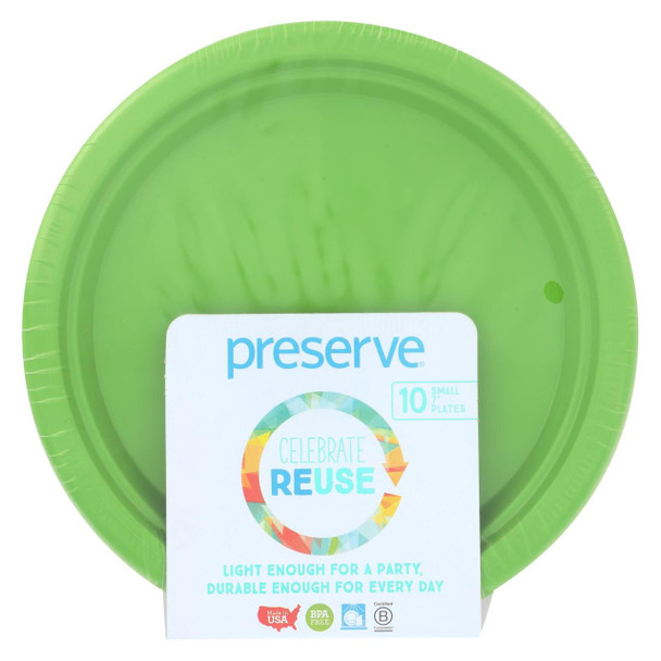 Preserve On the Go Small Reusable Plates - Apple Green - 10 Pack - 7 in