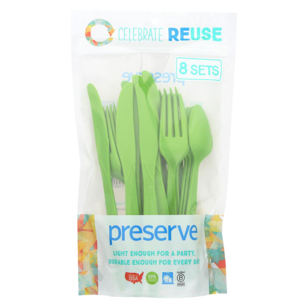 Preserve Heavy Duty Cutlery - Apple Green - 8 Sets 24 Pieces total